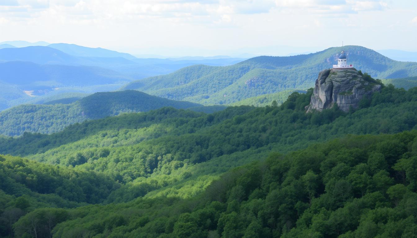 Scenic view of Blue Ridge Mountains in North Carolina, a prime rockhounding area